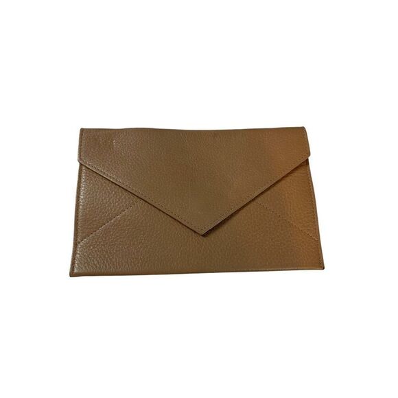 Tan Faux Leather Envelope Clutch Wallet With Snap Closure - Picture 1 of 8